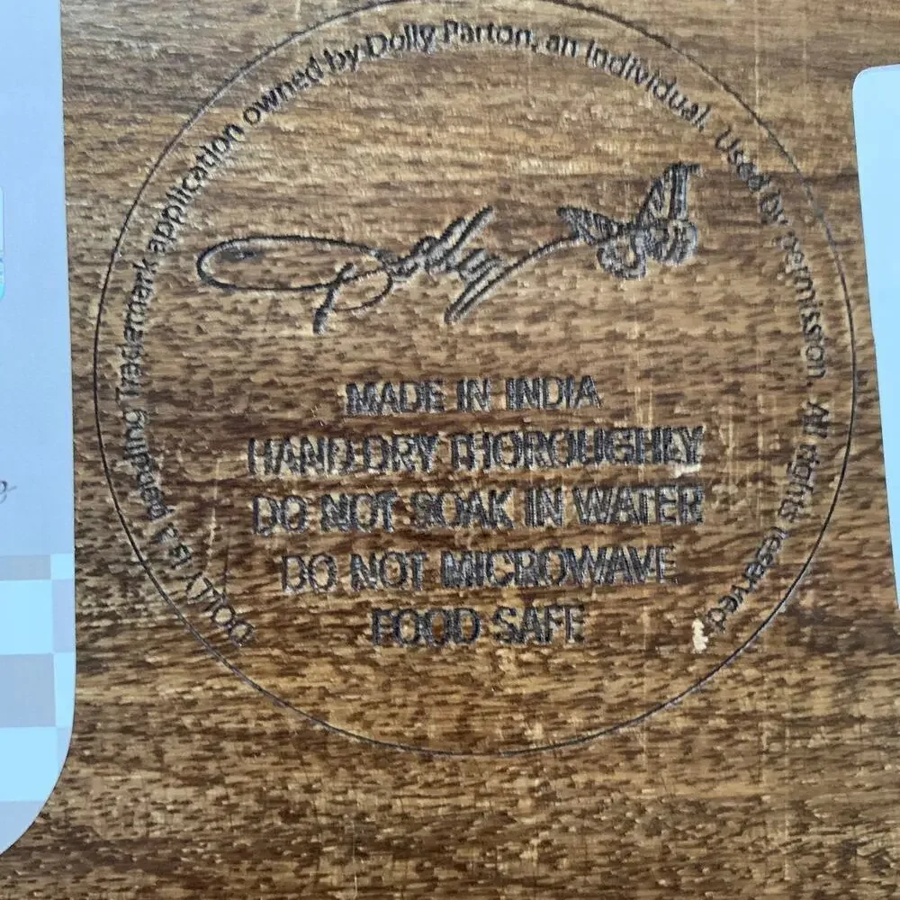 Dolly Parton Mango Wood Plaid Oblong Serving Tray Farmhouse Decor (16